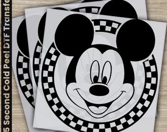 Circle Checkered Mickey Head, Disney Transfer, Ready to Press, Personalized DTF Transfer, Disney Gift, High Quality, Heat Press DTF Transfer