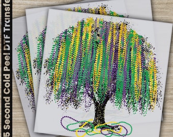 Mardi Gras Tree, Mardi Gras Transfers, Ready to Press, Personalized DTF Transfers, Mardi Gras Gifts, High Quality, Heat Press DTF Transfers