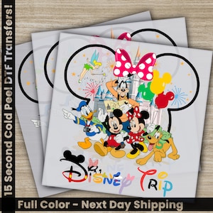Viaje a Disney, Minnie, Transferencias Disney, Listas para imprimir, Transferencias DTF personalizadas, Regalos Disney, Alta calidad, Transferencias DTF para prensa de calor