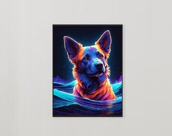 Digital Poster Rainbow Dog