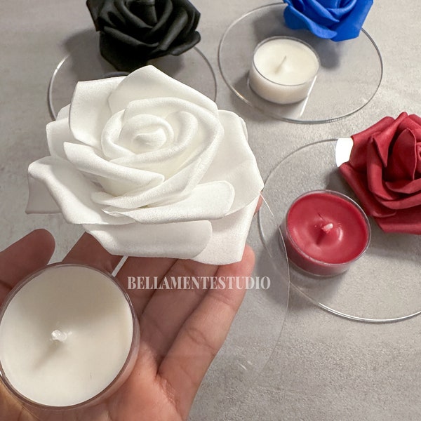 Henna Hand Candles Tealights Round Acrylic Plate Roses Kina Gecesi Mumları