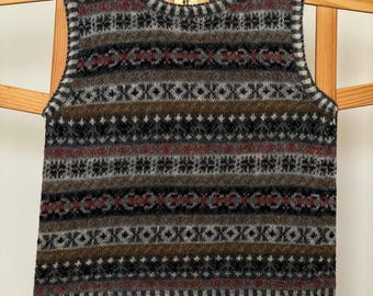 Cozy, unique Hand Knitted Wool vest for the adventurous woman- custom design in Nordic Fire Island style.