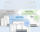 Digital Wedding Planning Bundle, Basic Minimal Wedding Planner, Google Docs, Google Sheets Wedding Budget, RSVP Tracker, iPad, Tablet, Phone