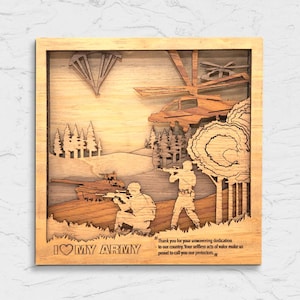 3D Battlefield - Heroes Tribute | Army Military Wooden Wall Hanging Art Decor | Custom Gift for Military Father, Brother, Husband, Patriots