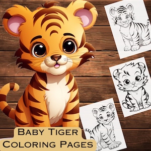 Baby Tiger Coloring Book for Kids 18 Printable Pages High-Resolution Animal Activity, Printable PDF, Instant Download