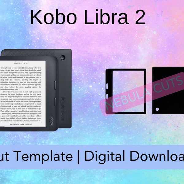 Modèle de skin/autocollant pour liseuse Kobo Libra 2 en téléchargement numérique pour Cricut/Silhouette