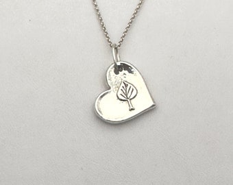 Heart aspen leaf pendant