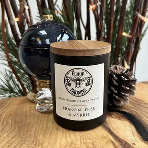 Hand-Poured Beeswax Candle - Frankincense & Myrrh - Luxury Christmas Edition Festive Scent