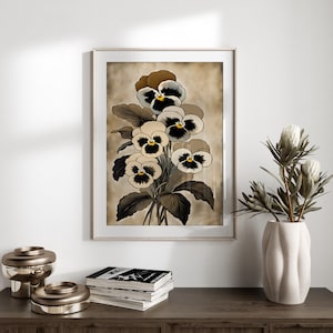 Vintage Pansy Floral Print: Classic Antique Wall Decor (Digital Download)