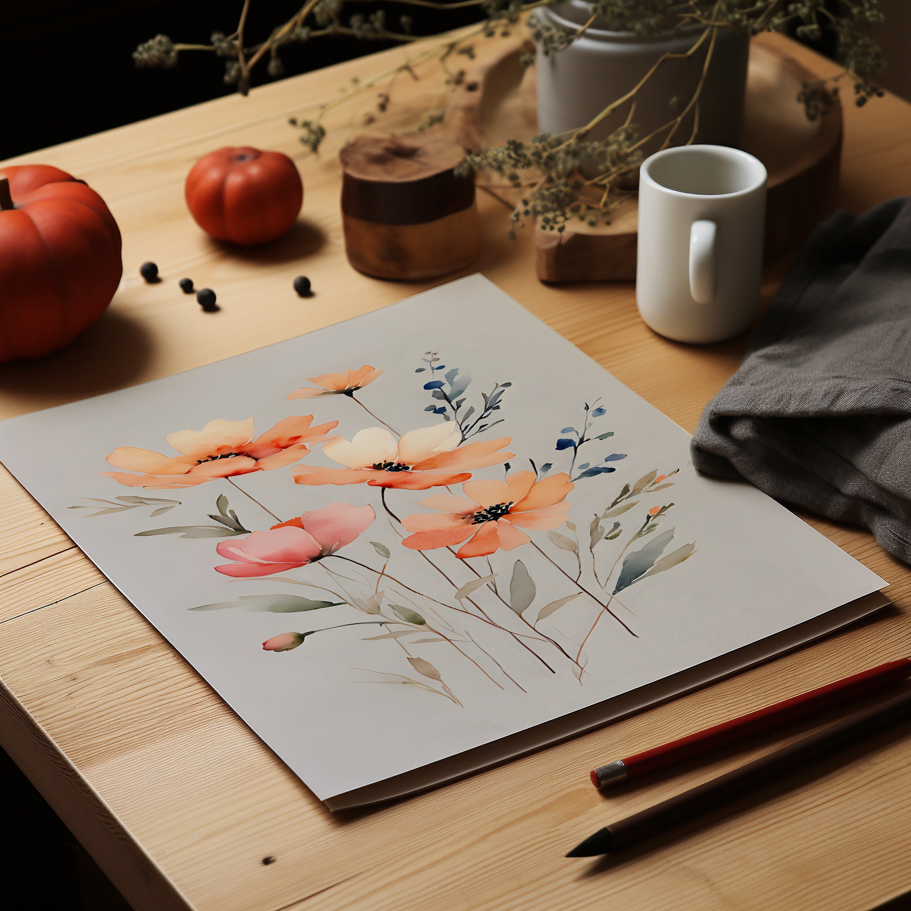 Wildflowers Set of Two Prints Watercolor Flowers Print Childrens Room ...