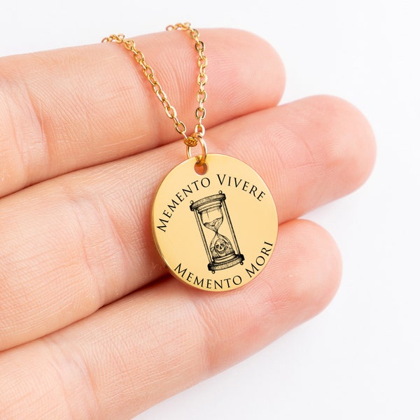 Custom stoic Necklace for contemplation of memento vivere memento mori gift for her engraved jewelry for Stoicism of Marcus Aurelius