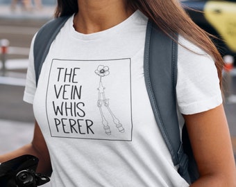 The Vein Whisperer Nurse T-Shirt, Minimalist Floral Catheter Design