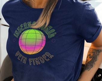 インターナショナル静脈ファインダーTシャツ、ネオンナースシャツ、綿100%