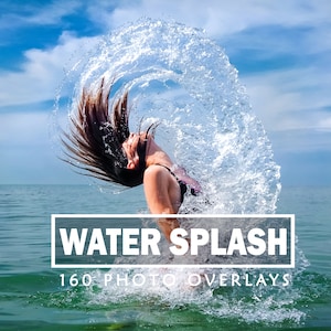 Superposiciones de fotos con salpicaduras de agua, efectos fotográficos (PNG y JPG) (Descarga digital)