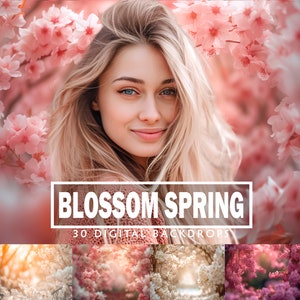 Blossom Spring Backdrop Digital Background Spring Overlays Cherry Blossom Backdrops Summer Overlays Textures Portrait Backdrop Blurry JPG