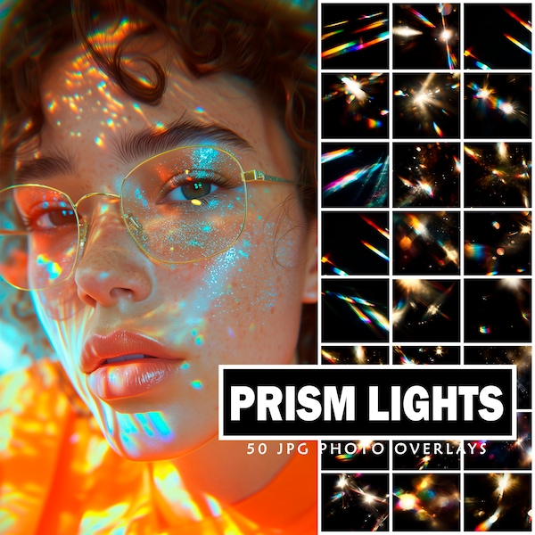 Prism light leak Overlays Photoshop Light Effects Crystal Summer Colorful Light Leaks Rainbow Light Party Lights Lens flare Overlays Bokeh