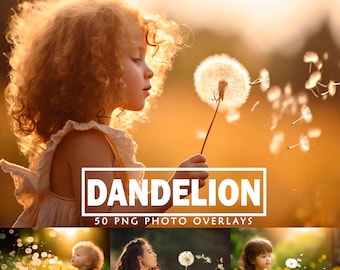 Dandelion Seeds Photoshop Overlays | Spring Photo Effects (PNG)