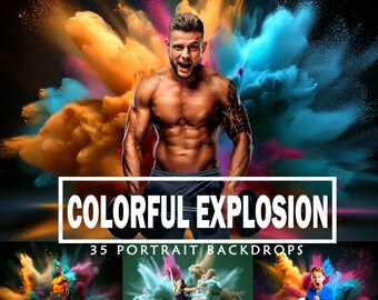 Sports Backgrounds Colorful Powder Explosion Digital Backdrop Overlays Colorful Dust Backdrops Party Digital Backdrop Overlays Overlays
