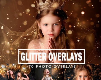 70 Glitter Photoshop Superposiciones Glitter Digital Telón de fondo Oro Efecto Bokeh Photoshop Fondos de Navidad Digital Glitter Photoshop Superposiciones