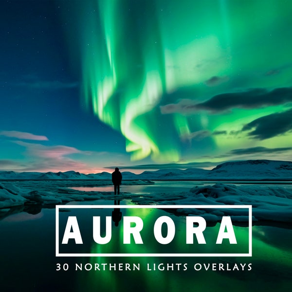 Nordlichter Overlays Aurora Photoshop Overlays Fotobearbeitungsauflagen Polarnacht Himmel Sterne Mond PS Textur Hintergrund Effektschicht JPG