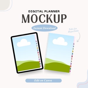 Digital Planner Mockup, Canva Mockup, Planner Mockup, Canva Notebook Mockup, Canva Template, Minimalistic Mockup, A4 Mockup US Letter Mockup