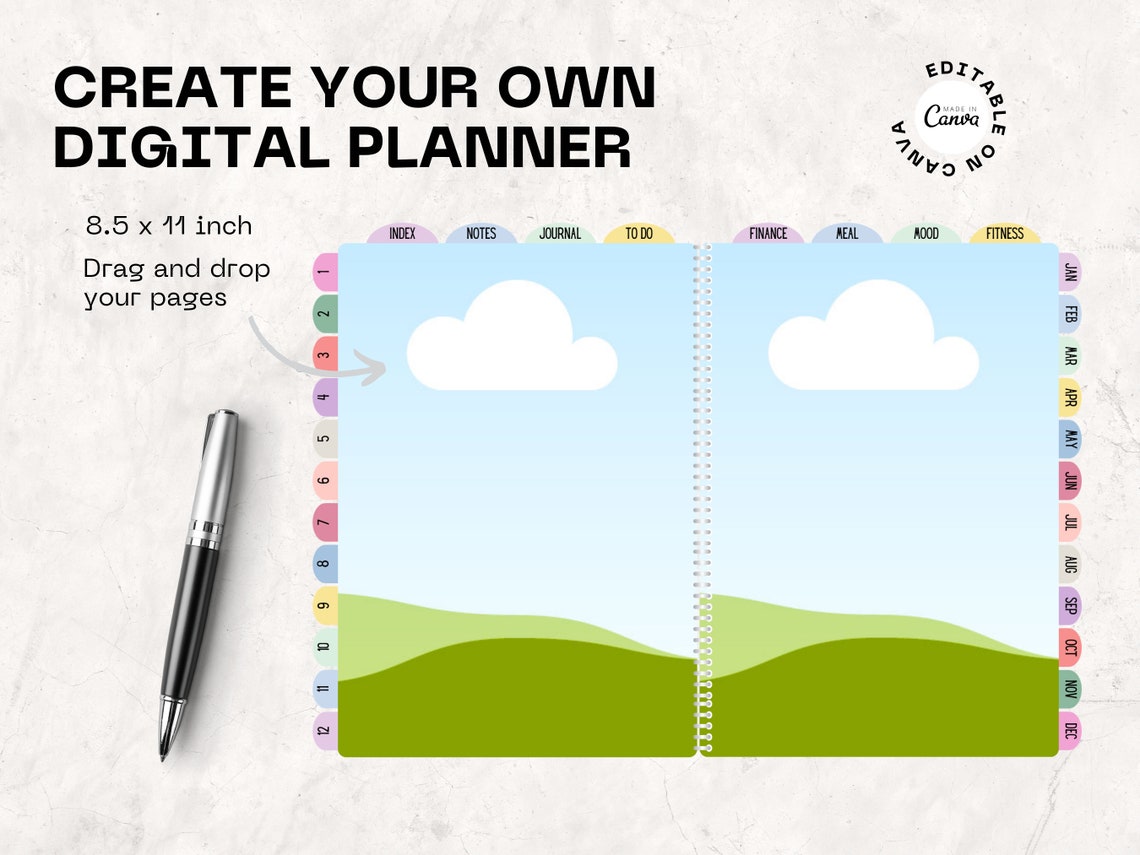 Digital Planner Mockup, Canva Mockup, Planner Mockup, Canva Notebook