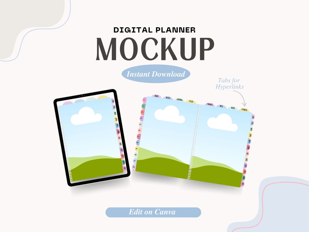 Digital Planner Mockup, Canva Mockup, Planner Mockup, Canva Notebook