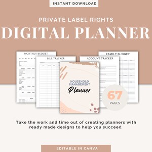 PLR Household Finance Tracker Digital Planner Journal, Commercial Resell Rights PLR Template Private Label Rights Digital Planner PLR Resell