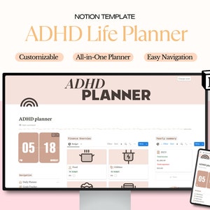 Notion Template, ADHD Notion Life Planner, All in One Template, Personal Planner for Notion, Resell Rights, Focus Planner, Minimal Aesthetic