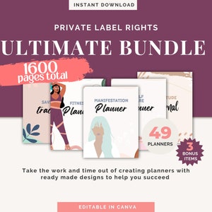 PLR Digital Planner Bundle With Resell Rights Canva Planner Template Digital Download, Ultimate Planner Planner To Resell, Commercial Use