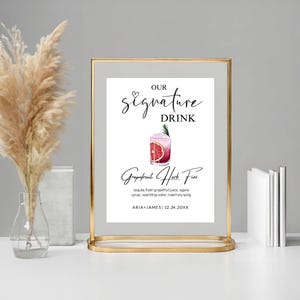 Signature Cocktail Sign, Signature Drink Sign, Bar Menu, Wedding Drink Sign, His and Her Drinks, Bride and Groom Drink, Editable Template