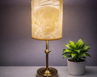 Custom Photo Lamp - Personalized Picture Lampshade 3D Printed Lithophane - Portable USB Table Lamp LED - Gift Pets Dogs