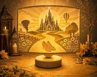 Off to See Wizard Table Lamp Light — Yellow Brick Road Ruby Slippers Oz Decor Fantasy Gift  — Whimsical Musical Movie Decor — 3D Printed USB