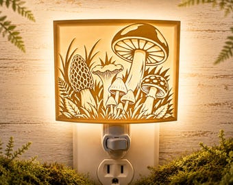 Mushroom Night Light  – Woodland Cottagecore Plugin Lamp – Whimsical Forest Bedroom Decor – Mushroom Lover Gift – 3D Printed Lithophane
