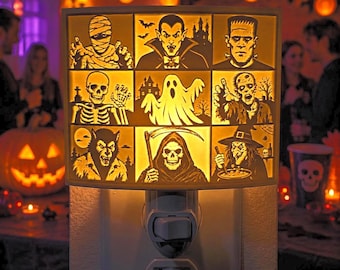 Halloween Monsters Night Light – Classic Horror Party Decor Lamp Fan Gift – Scary Spooky  Haunted House Light – 3D Printed Frankenstein