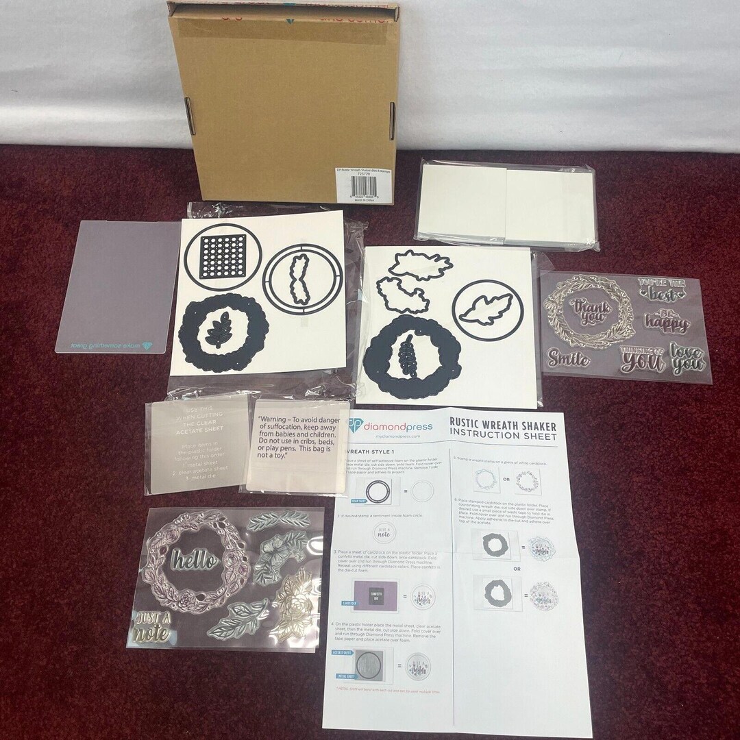 Diamond Press Stamp Die Kit Autumn Fall Rustic Wreath Shaker Floral ...