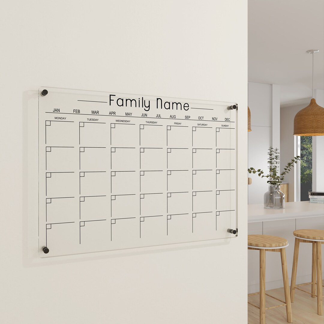 Acrylic Monthly Calendar 2024 Custom Acrylic Planner Home Etsy UK