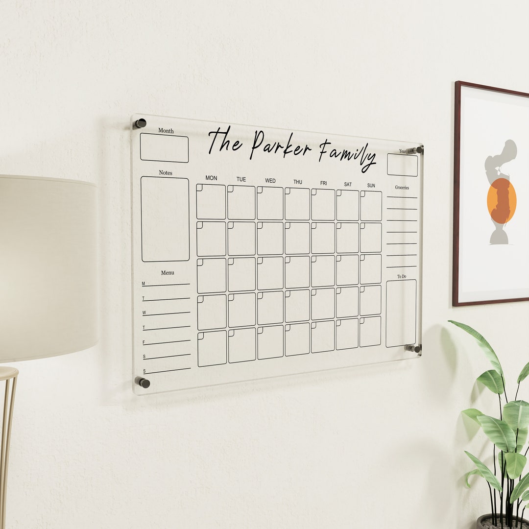 Calendrier Mural Personnalisé LAUBLUST - Planificateur Familial Effaçable Avec Votre Nom | Format A4, A3, A2 | Idéal Pour Cuisine, Bureau