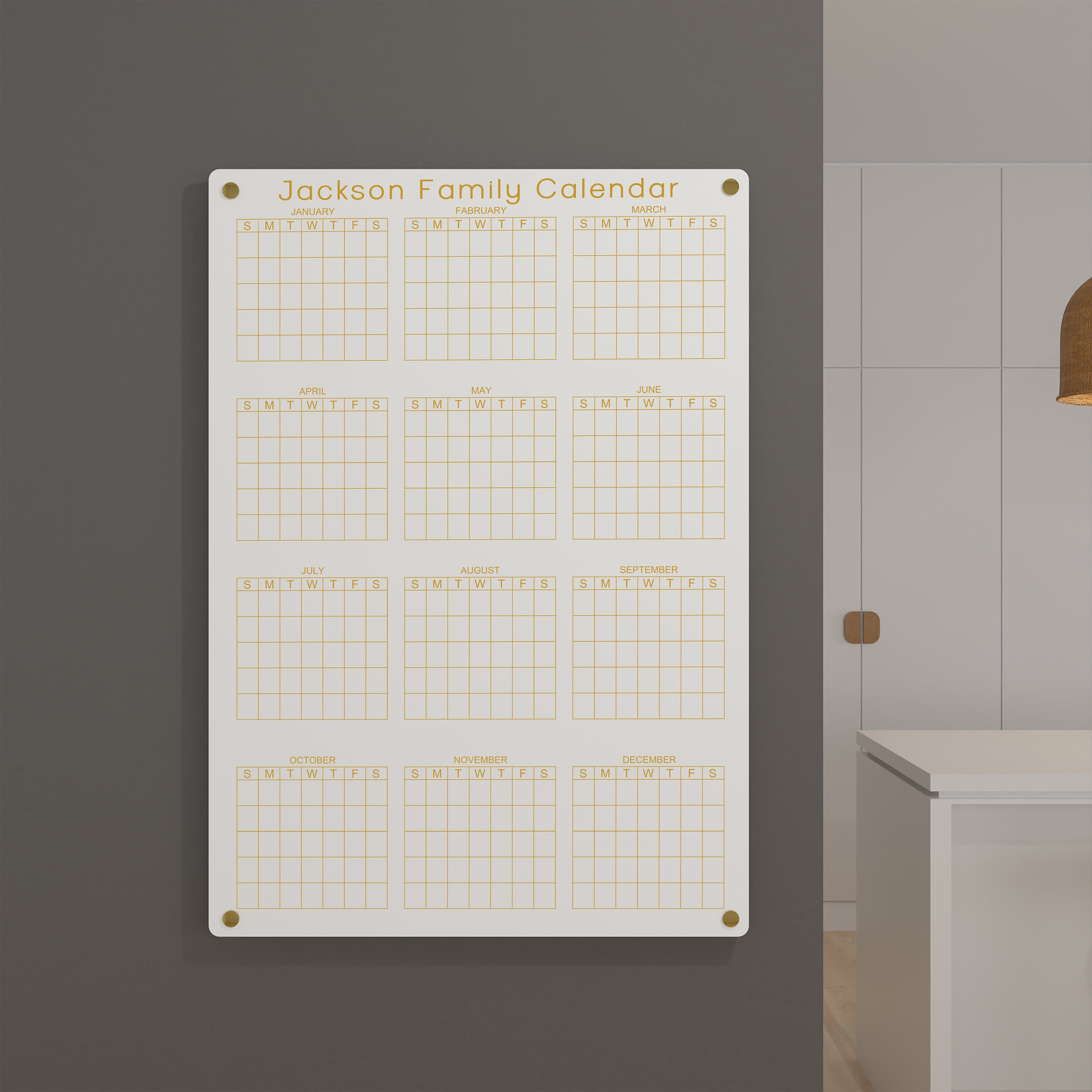 2024 White Acrylic Yearly Calendarwhite Reusable Yearly Dry Etsy