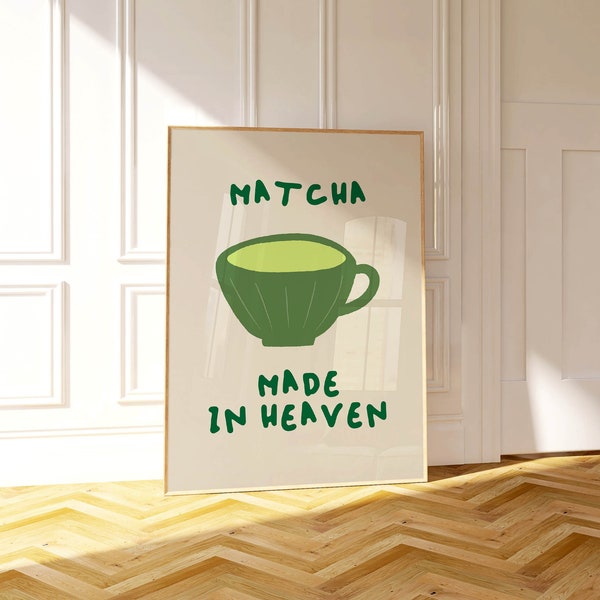 Matcha Latte Print Cute Kitchen Wall Art Green Matcha Latte Poster Aesthetic Kitchen Decor Trendy Drink Wall Art Print Digital Download