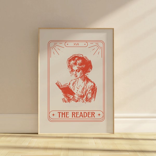 The Reader Tarot Print Cute Reading Print Vintage Decor Reading Quote Print Vintage Book Club Poster Feminine Wall Art Digital Download