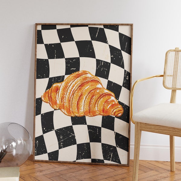 croissant wall art print • kitchen wall art • trendy home decor • food print • printable art • retro prints • digital download