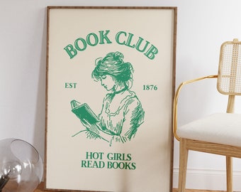 Vintage Book Club Print Funny Reading Print Vintage Decor Reading Quote Print Vintage Book Club Poster Feminine Wall Art Digital Download