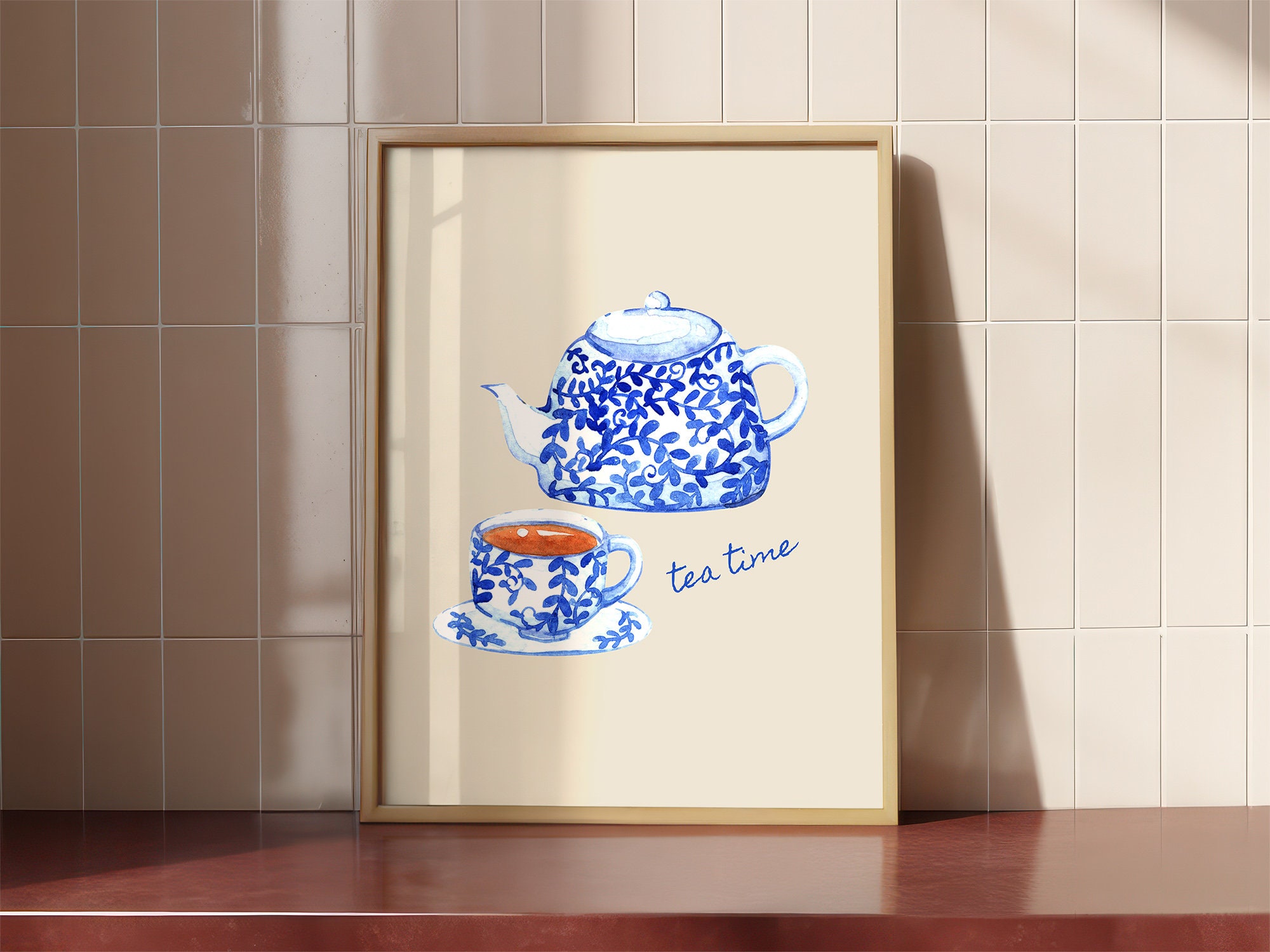 Vintage Tea Poster Trendy Kitchen Decor Teapot Print Retro Print ...