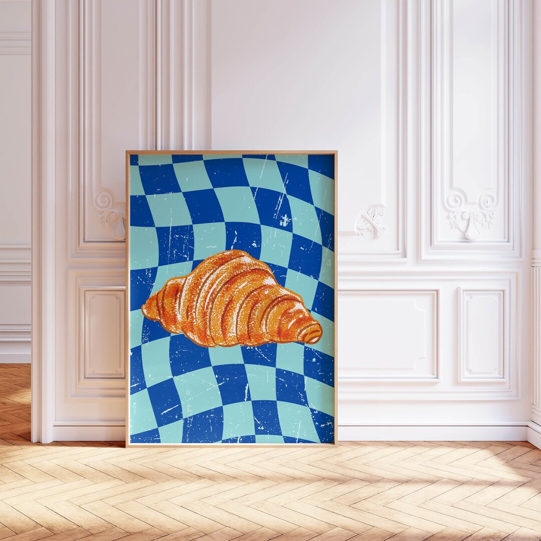 Aesthetic Kitchen Decor Cute Croissant Art Kitchen Wall Art Print