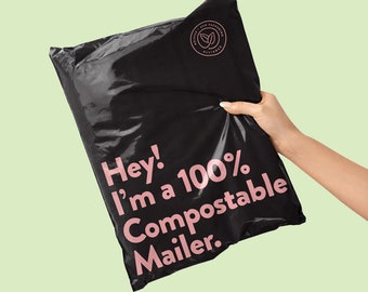 Mailer 100% compostable, Premium, BIO Mailers, Eco-friendly, Noir, Imprimé, Élégant, expédition