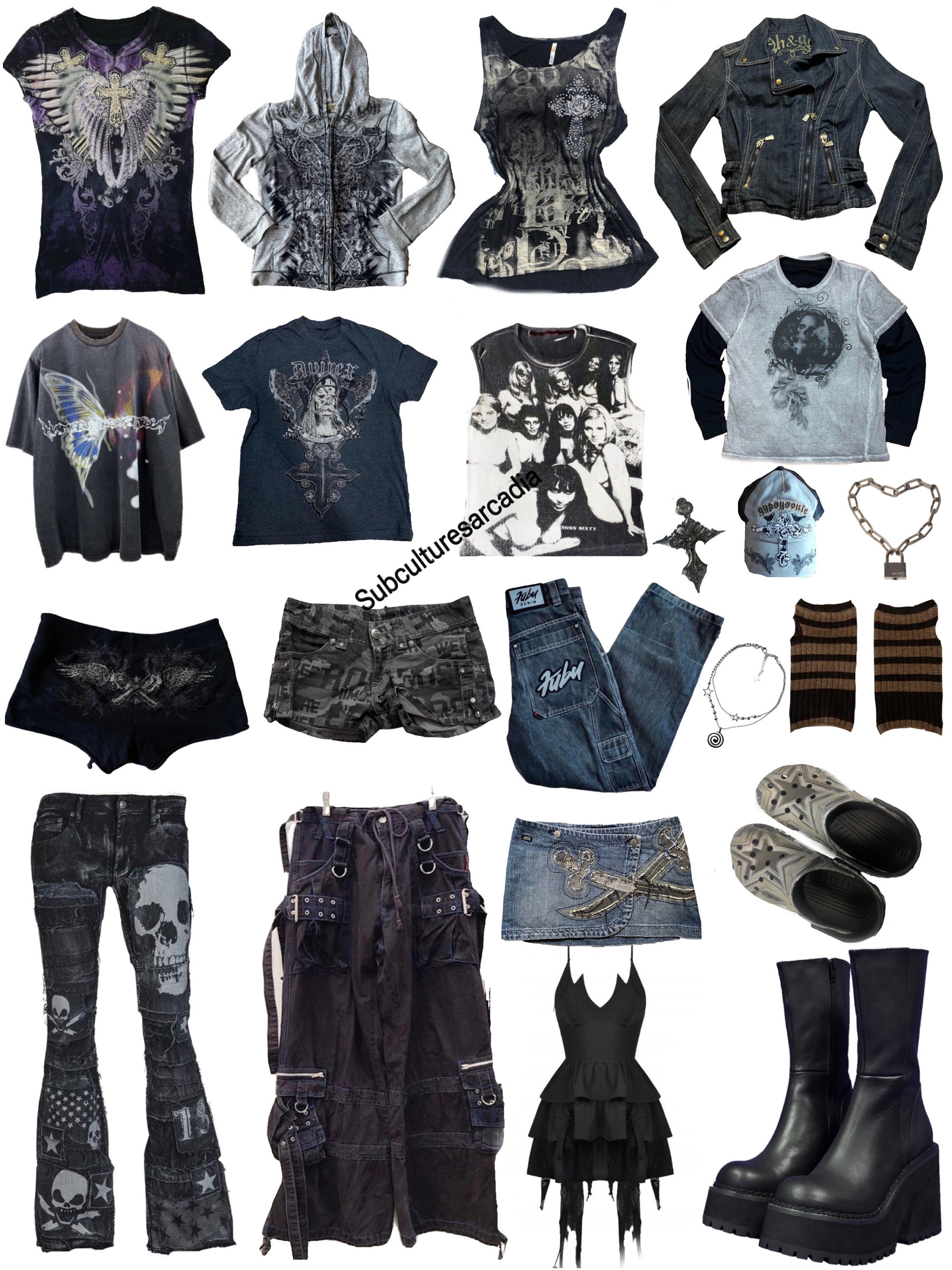 Buy Cyber Y2k Cyber Grunge Mallgoth Fashion Style Bundle Online in 
