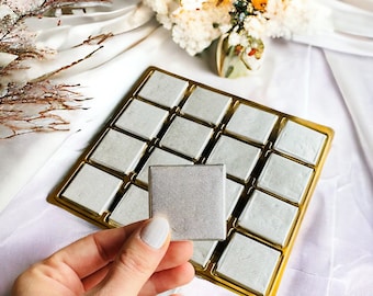 50 faveurs de chocolat en feuille d’argent ou d’or, chocolat au lait napolitain, faveurs de chocolat en or de mariage, faveurs de chocolat en argent de mariage