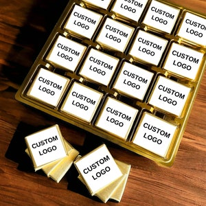 50 Custom Logo Chocolate, Personalized Your Own Logo or Photo, Gold or Silver Foil Milk Chocolate Gift