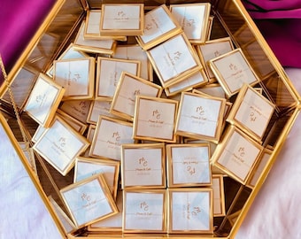 50 gepersonaliseerde huwelijkschocoladegunsten voor gasten, minichocoladegunsten, goud- of zilverfolie melkchocolade, bruiloftstafeldecor